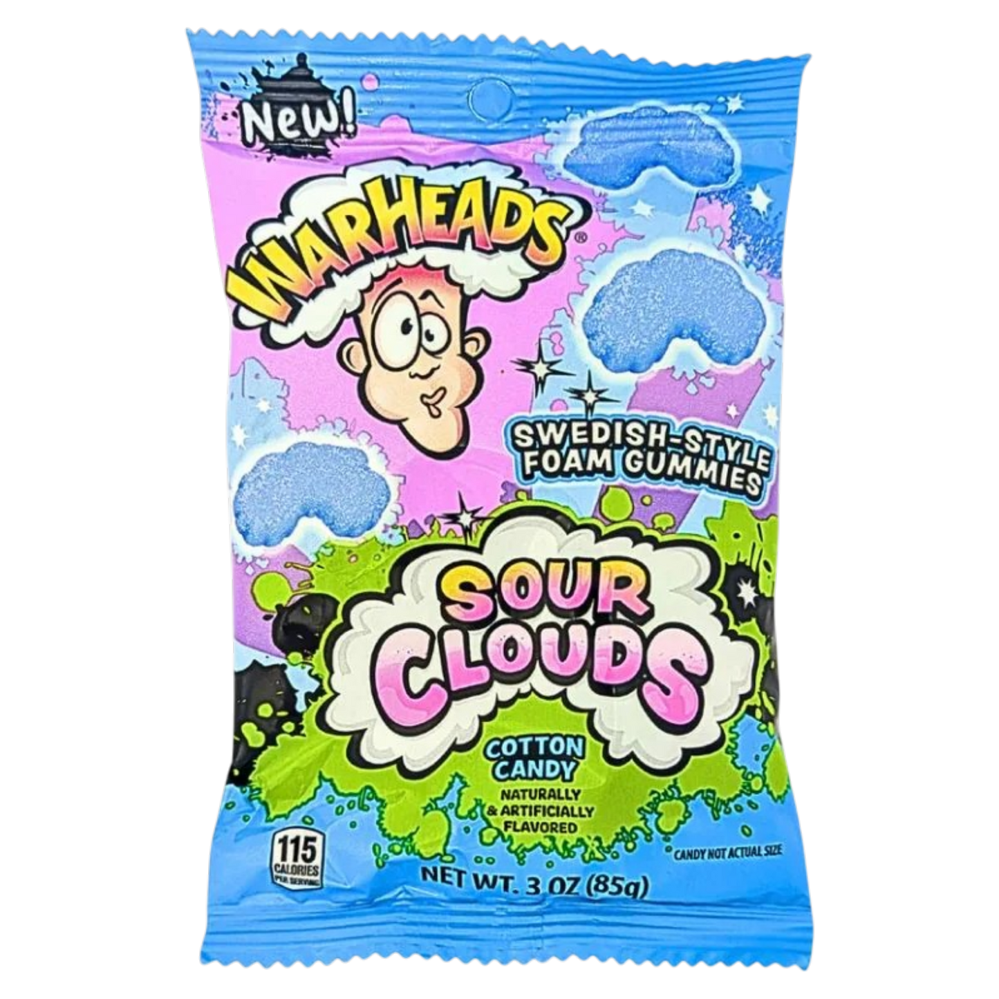 Warheads Sour Clouds Cotton Candy Bag 85g * 12