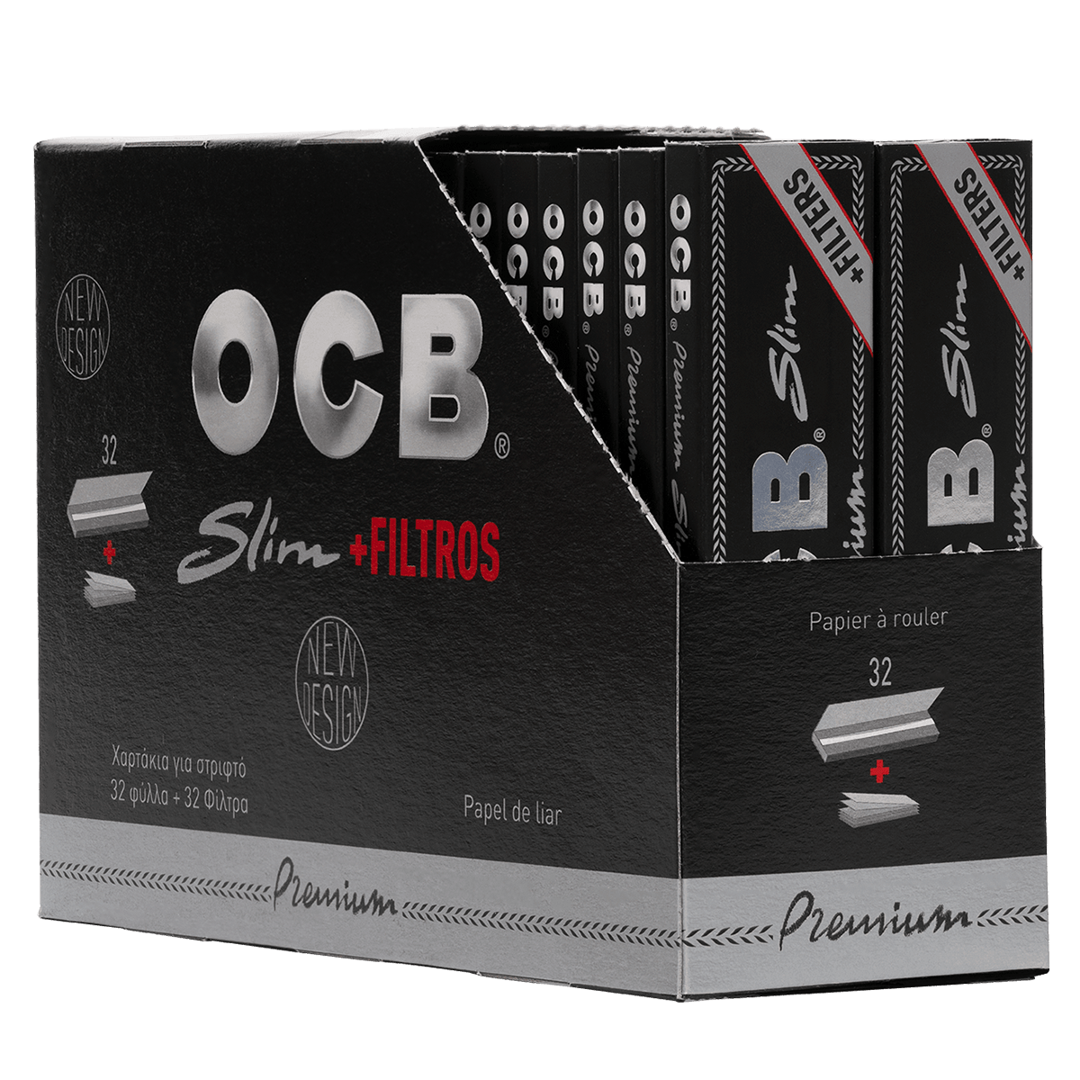 OCB Black King Size Slim With Tips (32pk)