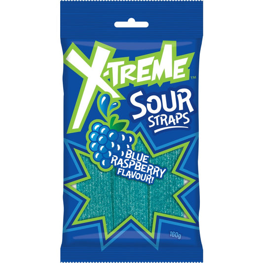 X-treme Sour Straps Blue Rasp 160g * 12