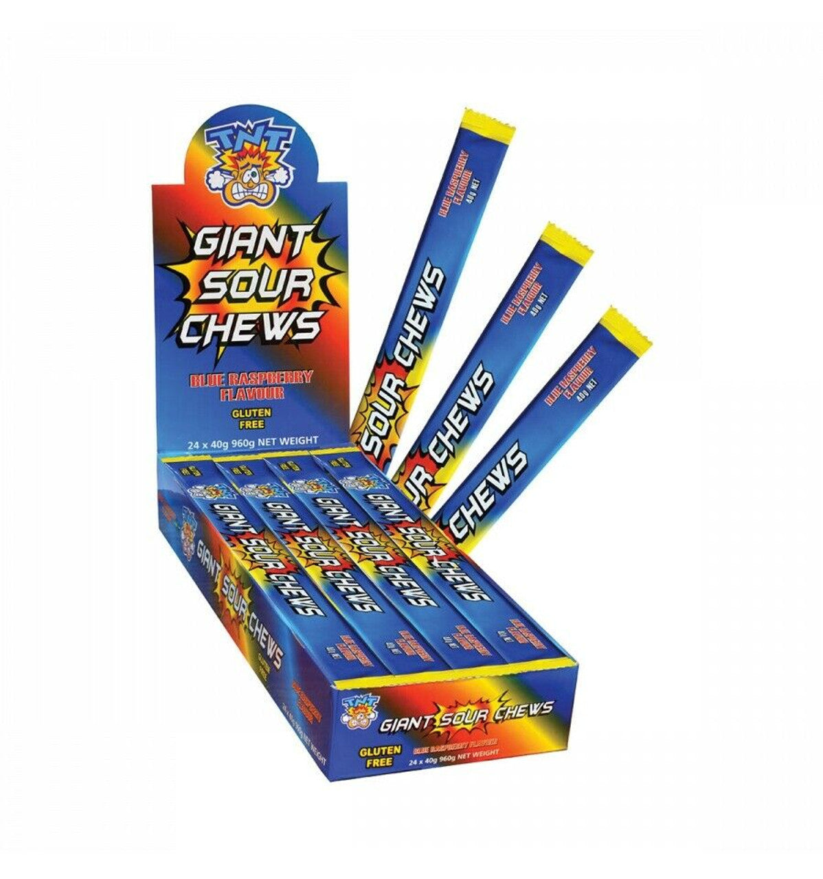 TNT Giant Sour Chew Blue Rasp 40g * 24