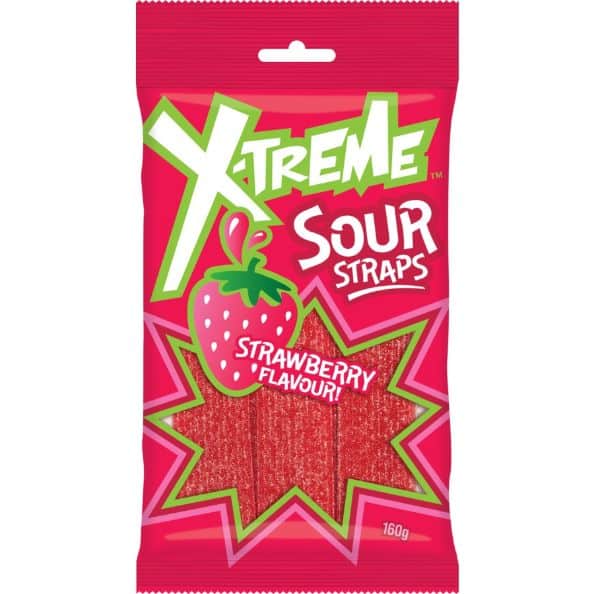 X-treme Sour Straps Strawberry 160g * 12