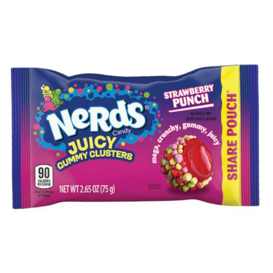 Nerds Juicy Gummy Cluster Strawberry Punch Pouch 75g * 12