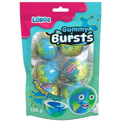 Lolloz Gummy Bursts Planet Pops Blueberry 108g * 12