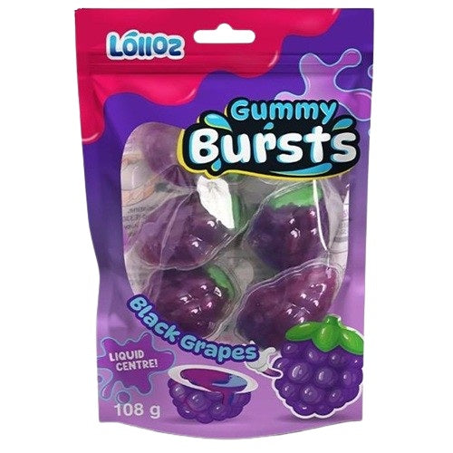Lolloz Gummy Bursts Juicy Black Grapes 108g * 12