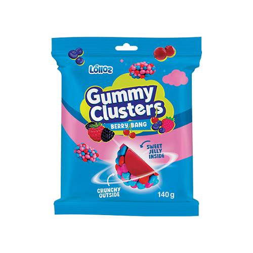 Lolloz Gummy Clusters Duo Berry Bang/Rainbow 140g * 12