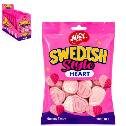 Juicy Jelly Swedish Vanilla & Strawberry Heart 100g * 12