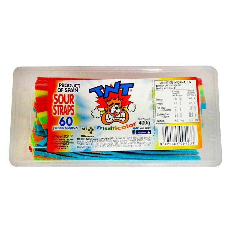 TNT Multi Sour Strap Snack Pack 400g