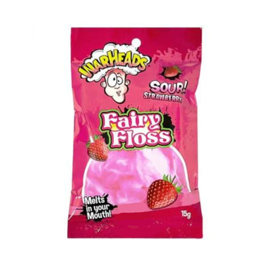 Warheads Sour Strawberry Fairy Floss 15g * 18