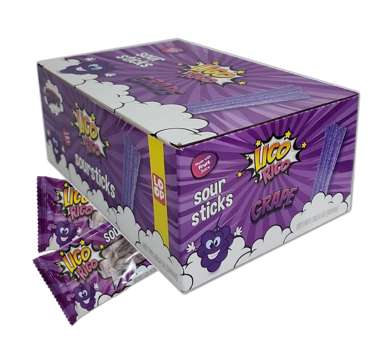 Lico Rico Sour Sticks Grape 80g * 12