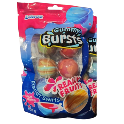 Lolloz Gummy Bursts Planet Swirls Strawberry 108g * 12