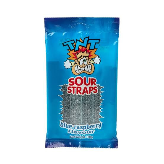 TNT Sour Blue Raspberry Straps Bags 150g * 12