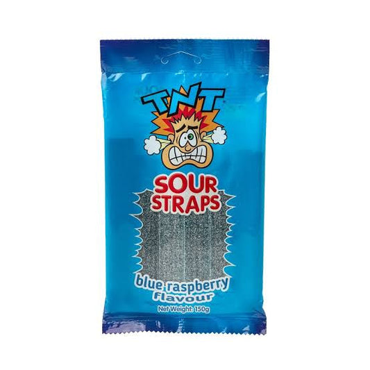 TNT Sour Blue Raspberry Straps Bags 150g * 12