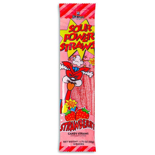 Sour Power Straws Strawberry 50g * 24
