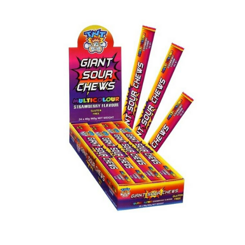 TNT Giant Sour Chews Multicolour 40g * 24