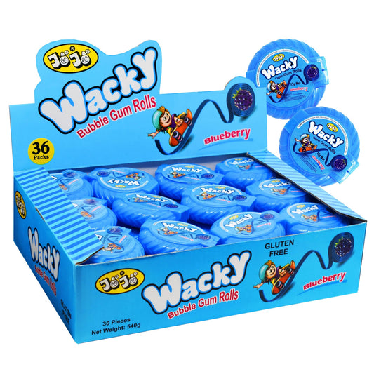 JoJo Wacky Blueberry Bubble Gum Roll 15g * 36