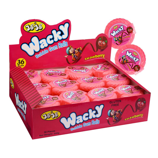 JoJo Wacky Strawberry Bubble Gum Roll 15g  * 36